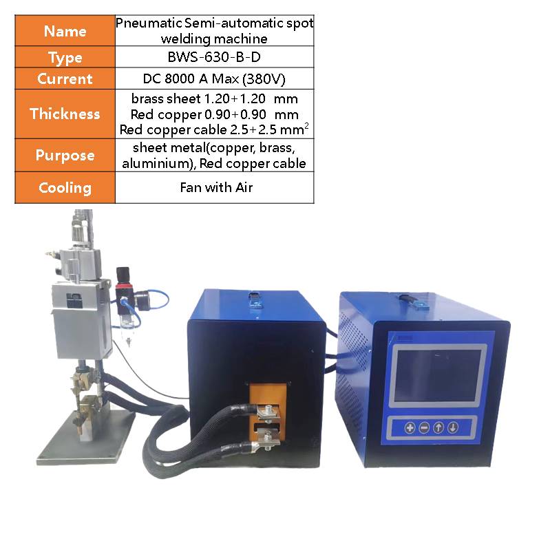 BWS-630 Pneumatic semi-automatic  Intermediate frequency DC  precision resistance butt welding machine for wire harness copper terminals motors, copper sheets